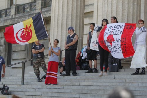 BORIS MINKEVICH / WINNIPEG FREE PRESS
Protestors of Canada Day at the Manitoba Legislature this afternoon. July 1, 2017
