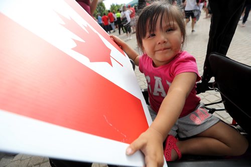 TREVOR HAGAN / WINNIPEG FREE PRESS
Janessa Roulette, 2, during Canada Day and Canada 150 celebrations at the skate park at The Forks, Saturday, July 1, 2017.