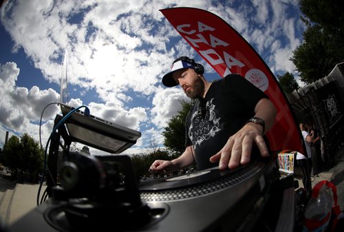 TREVOR HAGAN / WINNIPEG FREE PRESS
Tyler Sneesby, aka DJ Hunnicut, performing during Canada Day and Canada 150 celebrations at the skate park at The Forks, Saturday, July 1, 2017.
