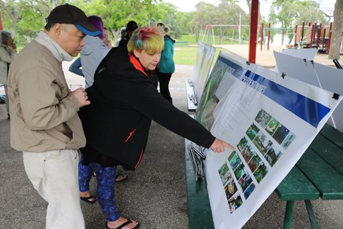 Canstar Community News June 22, 2017 - Cindy Brazer looks at the St. Johns Park master redevelopment plan during the public session held at St. Johns Park. (LIGIA BRAIDOTTI/CANSTAR COMMUNITY NEWS/TIMES)