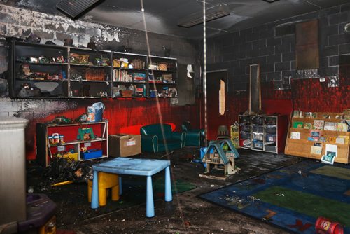 JOHN WOODS / WINNIPEG FREE PRESS
A fire damaged room at the St Therese Child Care Facility  Monday, July 3, 2017. The child care facility was damaged by a fire and is temporarily closed.
