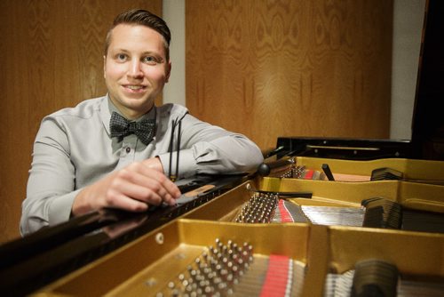 MIKE DEAL / WINNIPEG FREE PRESS
Joe Cote, arguably the youngest piano tuner in town. Joe used to sell pianos (he also plays in lounges) but after he kept hearing piano tuners in Winnipeg were largely in their 60s and 70s, he got into the business four years ago & hasn't looked back... 
170704 - Tuesday, July 04, 2017.