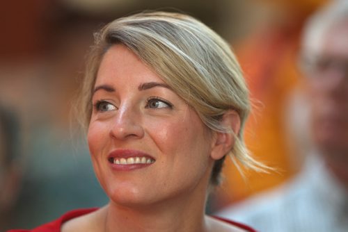 JOE BRYKSA / WINNIPEG FREE PRESS 
Federal Heritage Minister Mélanie Joly at the Forks Wednesday. The minister and a Canada Games delegation were promoting the upcoming Canada games that will be in Winnipeg July 28- Aug 13  23 days from today.    -  July 05 , 2017 -( See Ryan Thorpe story)