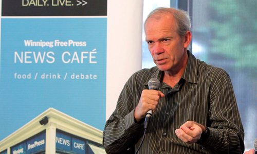 BORIS MINKEVICH / WINNIPEG FREE PRESS
Free Press publisher Bob Cox, in photo, and editor Paul Samyn hosted a town hall re:government funding for newspapers at the Free Press News Cafe. July 5, 2017
