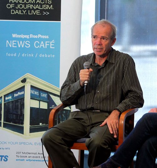 BORIS MINKEVICH / WINNIPEG FREE PRESS
Free Press publisher Bob Cox, in photo, and editor Paul Samyn hosted a town hall re:government funding for newspapers at the Free Press News Cafe. July 5, 2017
