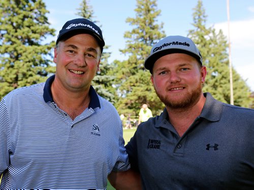 JUSTIN SAMANSKI-LANGILLE / WINNIPEG FREE PRESS
Eric Hawerchuk (R) poses with his father, Dale at Elmhurst Golf and Country Club Wednesday.
170705 - Wednesday, July 05, 2017.