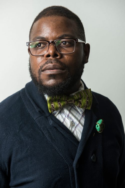 DAVID LIPNOWSKI / WINNIPEG FREE PRESS


Owner of Lula Nga, Guylain Nkongolo, poses for photographs Wednesday July 5, 2017.

They run a local business that specializes in one-of-a-kind bowties, pocket squares and flower pins that reflect the culture of Guylain's home country, Congo. 
