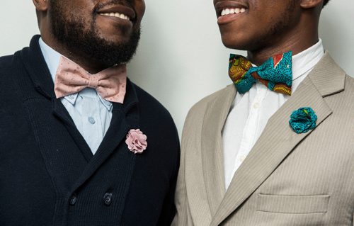 DAVID LIPNOWSKI / WINNIPEG FREE PRESS


Guylain Nkongolo owner of Lula Nga (left) with his brother-in-law and co-founder Kenan Kamanga (right) pose for photographs Wednesday July 5, 2017.

They run a local business that specializes in one-of-a-kind bowties, pocket squares and flower pins that reflect the culture of Guylain's home country, Congo. 
