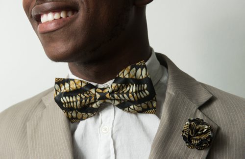 DAVID LIPNOWSKI / WINNIPEG FREE PRESS


Co-founder of  Lula Nga, Kenan Kamanga, poses for photographs Wednesday July 5, 2017.

They run a local business that specializes in one-of-a-kind bowties, pocket squares and flower pins that reflect the culture of Guylain's home country, Congo. 
