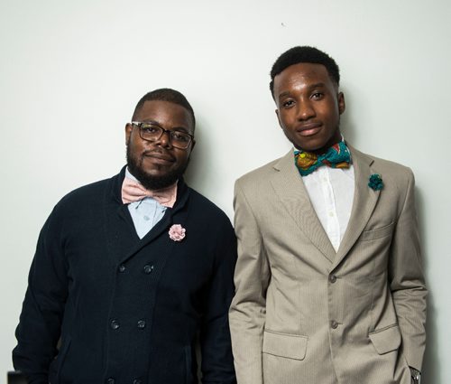 DAVID LIPNOWSKI / WINNIPEG FREE PRESS


Guylain Nkongolo owner of Lula Nga (left) with his brother-in-law and co-founder Kenan Kamanga (right) pose for photographs Wednesday July 5, 2017.

They run a local business that specializes in one-of-a-kind bowties, pocket squares and flower pins that reflect the culture of Guylain's home country, Congo. 
