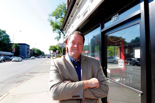 BORIS MINKEVICH / WINNIPEG FREE PRESS
Local restaurateur Noel Bernier is opening a second Hemanos Restaurant (Argentinian-style steak house) at 725 Osborne on July 14. It will compliment the original one he opened nearly eight years ago on Bannatyne Avenue, and the plan is to open a third location within the next 18 months somewhere in the northern half of the city. Here he poses in front of the new restaurant in south Osborne. For Mondays commercial real estate column. Murray McNeill Story. July 7, 2017