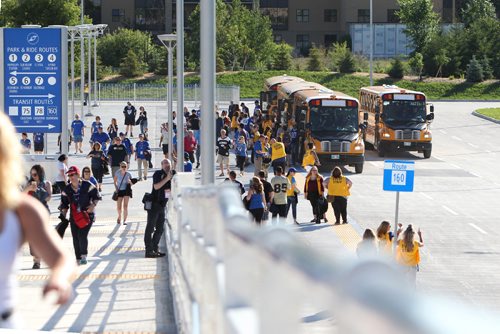 RUTH BONNEVILLE / WINNIPEG FREE PRESS

Winnipeg Blue Bomber fans taking the bus shuttle get dropped off at new terminal for the first game at Investors Group Field Friday evening. 




July 07, 2017