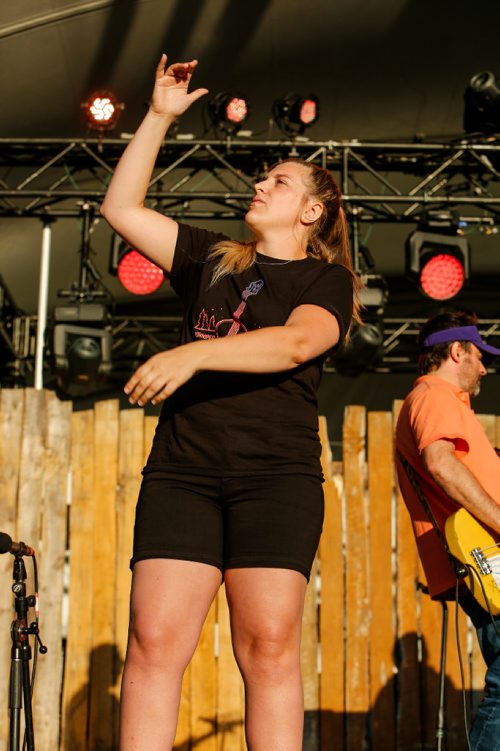 JUSTIN SAMANSKI-LANGILLE / WINNIPEG FREE PRESS
John K. Samson performs with The Winter Heat and an ASL interpreter on the Main Stage Friday at Folk Fest. 
170707 - Friday, July 07, 2017.