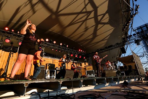 JUSTIN SAMANSKI-LANGILLE / WINNIPEG FREE PRESS
John K. Samson performs with The Winter Heat and an ASL interpreter on the Main Stage Friday at Folk Fest. 
170707 - Friday, July 07, 2017.