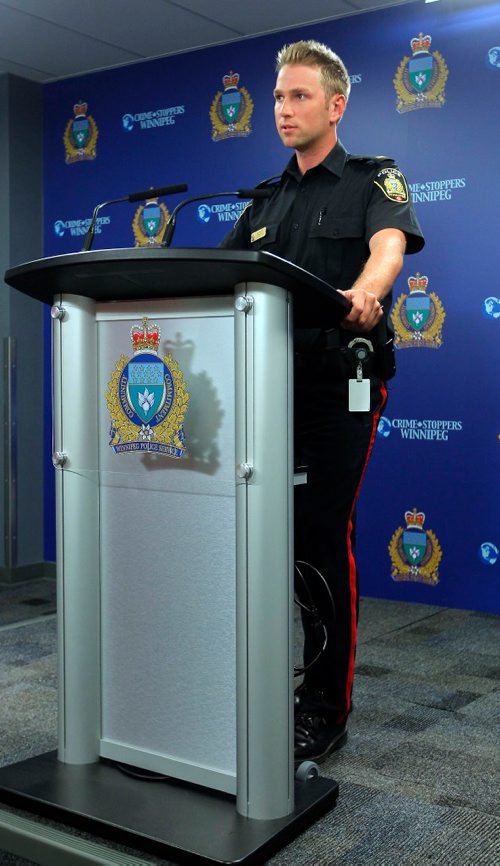 BORIS MINKEVICH / WINNIPEG FREE PRESS
Winnipeg Police press conference at downtown headquarters.  Winnipeg Police Service Constable Jay Murray, Public Information Officer. PIO. July 11, 2017