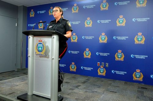 BORIS MINKEVICH / WINNIPEG FREE PRESS
Winnipeg Police press conference at downtown headquarters. Constable Tammy Skrabek. PIO. July 11, 2017
