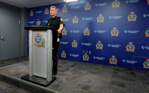 BORIS MINKEVICH / WINNIPEG FREE PRESS
Winnipeg Police press conference at downtown headquarters.  Winnipeg Police Service Constable Jay Murray, Public Information Officer. PIO. July 11, 2017