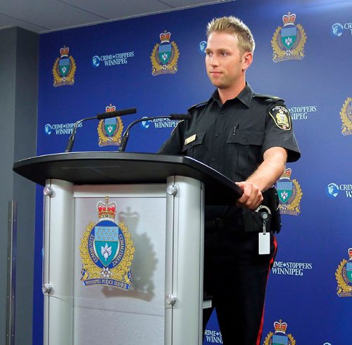 BORIS MINKEVICH / WINNIPEG FREE PRESS
Winnipeg Police press conference at downtown headquarters.  Winnipeg Police Service Constable Jay Murray, Public Information Officer. PIO. July 11, 2017