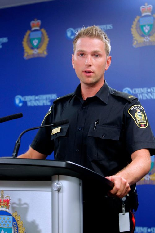 BORIS MINKEVICH / WINNIPEG FREE PRESS
Winnipeg Police press conference at downtown headquarters.  Winnipeg Police Service Constable Jay Murray, Public Information Officer. PIO. July 11, 2017