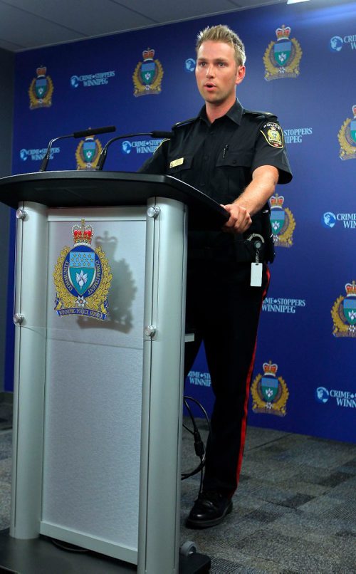 BORIS MINKEVICH / WINNIPEG FREE PRESS
Winnipeg Police press conference at downtown headquarters.  Winnipeg Police Service Constable Jay Murray, Public Information Officer. PIO. July 11, 2017