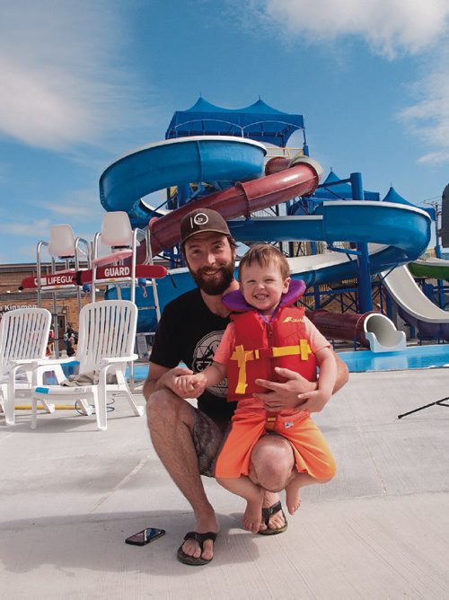Canstar Community News June 30, 2017 - Garret and Emmet Bruce were excited to hit up the new Transcona Aquatic Park. (SHELDON BIRNIE/CANSTAR/THE HERALD)