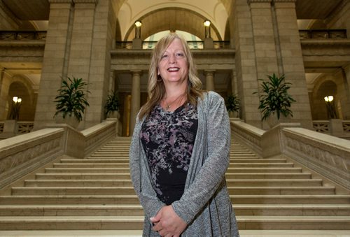 JUSTIN SAMANSKI-LANGILLE / WINNIPEG FREE PRESS
Shandi Strong poses inside the Manitoba Legislature building Tuesday afternoon. Strong, a transgender woman, has been fighting for a gender neutral ID in the province.
170711 - Tuesday, July 11, 2017.
