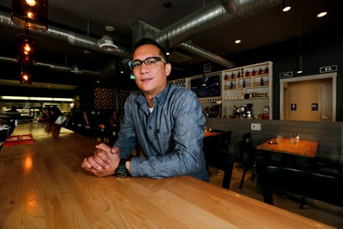 JUSTIN SAMANSKI-LANGILLE / WINNIPEG FREE PRESS
Norm Pastorin, owner of Cornerstone restaurant poses at the bar Wednesday.
170712 - Wednesday, July 12, 2017.