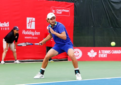 JUSTIN SAMANSKI-LANGILLE / WINNIPEG FREE PRESS
Canadian player Filip Peliwo winds up for his next shot during the Challenger Tour Wednesday at the Winnipeg Lawn and Tennis Club.
170712 - Wednesday, July 12, 2017.