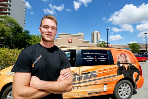 JUSTIN SAMANSKI-LANGILLE / WINNIPEG FREE PRESS
Steve Nikkel, owner of the new Winnipeg franchise of Driverseat poses Thursday with his company van. Driverseat is like a year-round version of Operation RedNose where employees will pick you up at the end of the night and drive you home in your own car.
170713 - Thursday, July 13, 2017.