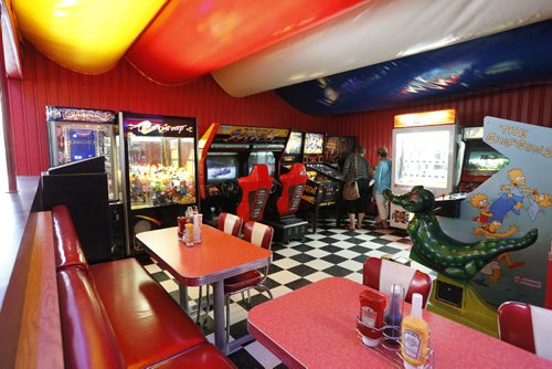 JUSTIN SAMANSKI-LANGILLE / WINNIPEG FREE PRESS
Now 77 years old, the Half Moon Drive In recently finished a huge renovation project to give the restaurant a "retro" look. The renovation includes original signage, neon lights and several murals.
170713 - Thursday, July 13, 2017.