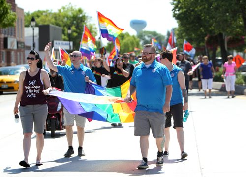 RUTH BONNEVILLE / WINNIPEG FREE PRESS

Michelle McHale and Chris Plett  organizers for Steinbach Pride walk at the front of the line with hundreds  of parade goers following along them down Main Street in Steinbach in the 2nd annual Steinbach Pride Parade Saturday.


July 15, 2017
