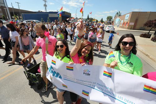 \RUTH BONNEVILLE / WINNIPEG FREE PRESS

Members of the AFM (Addictions Foundation Manitoba) celebrate with hundreds  of parade goers as they walk in the 2nd annual Steinbach Pride Parade Saturday.


July 15, 2017