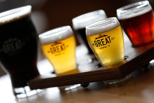 JOHN WOODS / WINNIPEG FREE PRESS
Beer flights and a milk stout at One Great City Brewing Company Sunday, July 16, 2017.