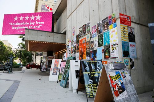JUSTIN SAMANSKI-LANGILLE / WINNIPEG FREE PRESS
Posters advertising upcoming Fringe Fest performances are seen in front of the Manitoba Theatre Centre Tuesday. Fringe Fest starts Wednesday and features performances by artists from around the world.
170718 - Tuesday, July 18, 2017.