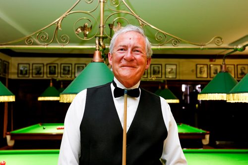 JUSTIN SAMANSKI-LANGILLE / WINNIPEG FREE PRESS
Greg Harder poses Tuesday in front of the billiards tables inside the Manitoba Club's Billiards Lounge. Harder, 61 is a professional player and teacher at the Manitoba Club.
170718 - Tuesday, July 18, 2017.