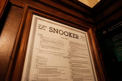 JUSTIN SAMANSKI-LANGILLE / WINNIPEG FREE PRESS
The official rules of Snooker are seen near the entrance to the Manitoba Club Billiards Lounge.
170719 - Wednesday, July 19, 2017.