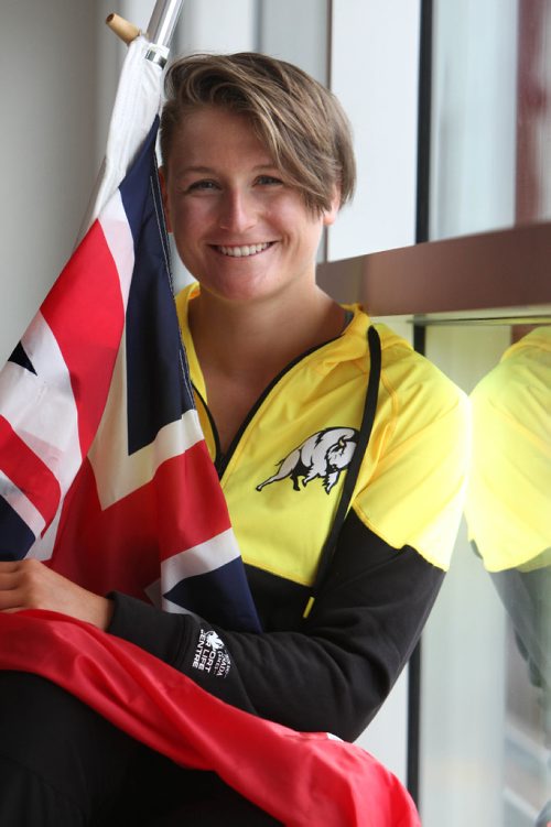 RUTH BONNEVILLE / WINNIPEG FREE PRESS

Manitoba rowing athlete Emma Gray proudly holds the Manitoba flag Wednesday after being formally announced at presser at the Mb Sport Hall of Fame to lead the  Manitoba team into the Opening Ceremonies on as the official flag bearer for the Canada Summer Games.  



July 19, 2017