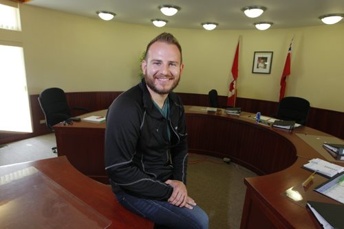 BORIS MINKEVICH / WINNIPEG FREE PRESS
New mayor of Ritchot, 29-year-old Chris Ewen, poses for a photo at RM office in St. Adolphe, MB.  BILL REDEKOP STORY July 20, 2017