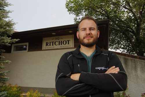 BORIS MINKEVICH / WINNIPEG FREE PRESS
New mayor of Ritchot, 29-year-old Chris Ewen, poses for a photo at RM office in St. Adolphe, MB.  BILL REDEKOP STORY  July 20, 2017