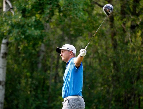 PHIL HOSSACK / WINNIPEG FREE PRESS  -  Second place finisher Devon Schade watches a drive Thursday as the Manitoba Men's Amature Golf tournament wrapped up. See Mike Sawatzsky's story.-  July 20, 2017