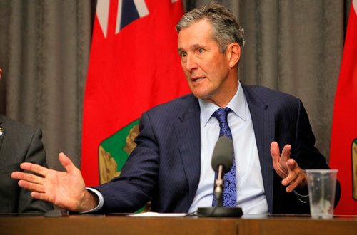 BORIS MINKEVICH / WINNIPEG FREE PRESS
The Manitoba government is spending $6 million to supply Churchill by sea with enough propane to get through the coming winter. Premier Brian Pallister at presser at the Leg. NICK MARTIN STORY. July 21, 2017