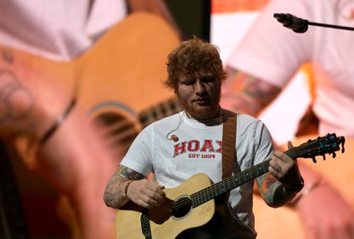 TREVOR HAGAN / WINNIPEG FREE PRESS
Ed Sheeran performs to a sold out crowd at Bell MTS Place, Saturday, July 22, 2017.