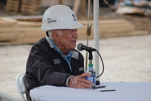 Canstar Community News July 14, 2017 - Former U.S. president Jimmy Carter speaks to reporters at the Habitat for Humanity site on Lyle Street, Winnipeg. (LIGIA BRAIDOTTI/CANSTAR COMMUNITY NEWS/TIMES)