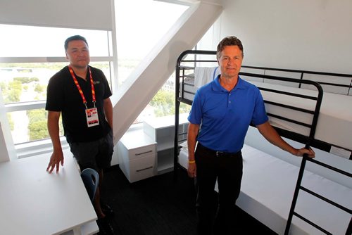 BORIS MINKEVICH / WINNIPEG FREE PRESS
Media tour of the Canada Summer Games 2017 Athletes Village at U of M (in residence buildings). From left, 2017 Canada Summer Games Host Society staff member Norman Ettawacappo and President and CEO of the 2017 Canada Summer Games Host Society Jeff Hnatiuk in photo. July 25, 2017