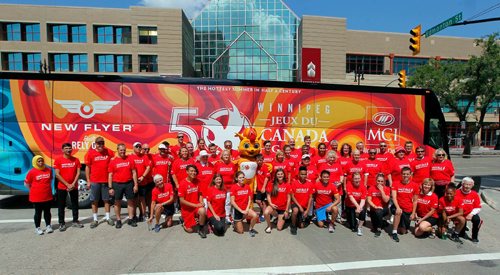 BORIS MINKEVICH / WINNIPEG FREE PRESS
2017 Canada Games torch relay photos. A big team picture of the torchbearers after the event. July 26, 2017