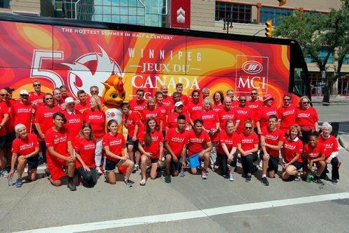 BORIS MINKEVICH / WINNIPEG FREE PRESS
2017 Canada Games torch relay photos. A big team picture of the torchbearers after the event. July 26, 2017