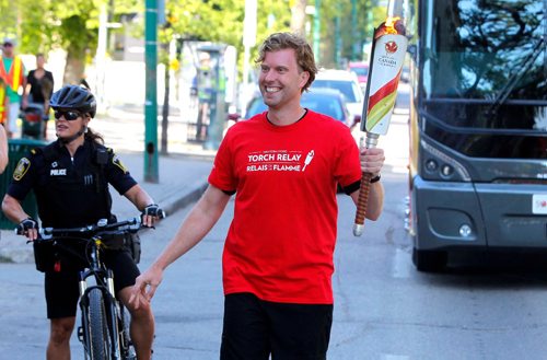 BORIS MINKEVICH / WINNIPEG FREE PRESS
2017 Canada Games torch relay photos. Leg #3 Cameron Mundle. July 26, 2017