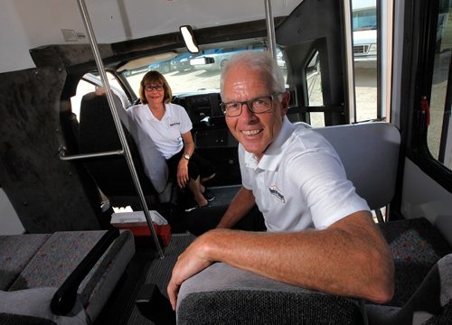 PHIL HOSSACK / WINNIPEG FREE PRESS  -  Bill and Wendy Morrissey, the couple has started a new city tour which launches Thursday. She drives he provides the dialogue. See Ryan Thorpe story.  -  July 26 2017