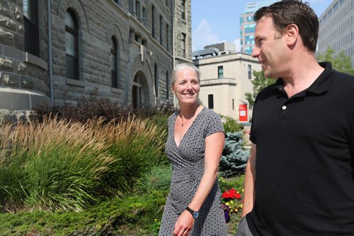 RUTH BONNEVILLE / WINNIPEG FREE PRESS

Federal Environment Minister Catherine McKenna walks with Chris Minaker Senior Executive Officer with the University of Winnipeg across the front of the campus building after attending a meeting on climate change in Leatherdale Hall Wednesday afternoon.  
 

July 25,, 2017