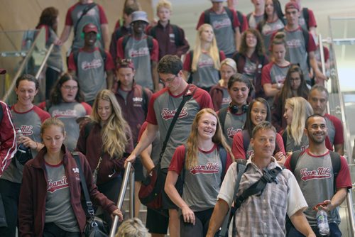 JOE BRYKSA / WINNIPEG FREE PRESSTeam Newfoundland arrives at Winnipegs Richardson International Airport for the Canada games in Winnipeg. -  July 27 , 2017 -( Standup Photo)